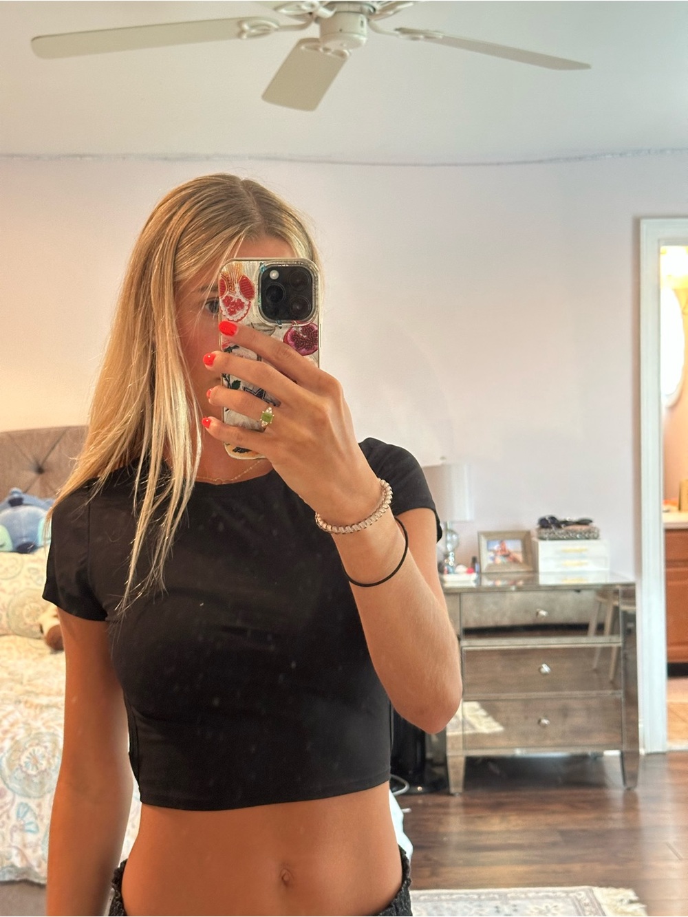 Garage Black Short Sleeve Crop Top
